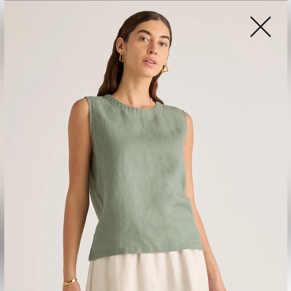 Preowned Quince Women’s 100% European Linen Tank Size Medium Light Cargo Green